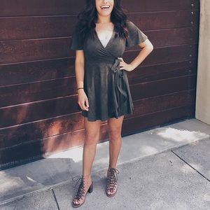 Kaitlyn Clothing Hunter Green Suede Wrap Dress